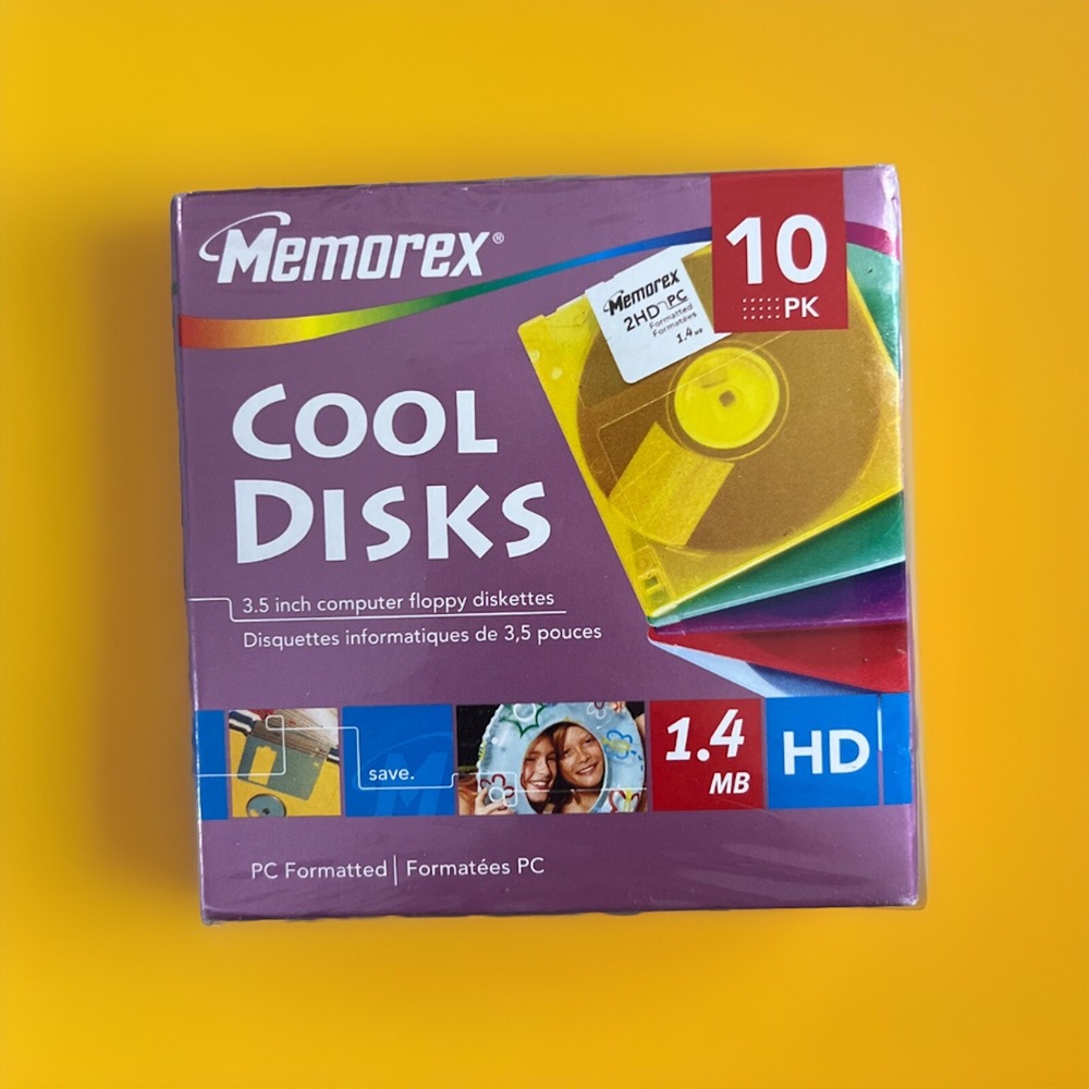 Memorex Cool Disks 10pk‎ 3.5 inch Floppy Diskettes 1.4 MB HD PC Formatted